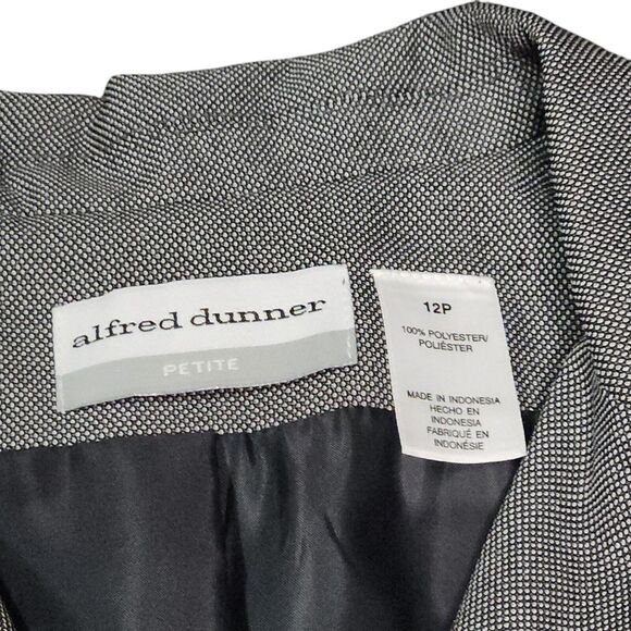 Alfred Dunner Womens Blazer Sz 12 Petite Gray Big Stitch‎ Jacket Buttons Pockets - Picture 3 of 12